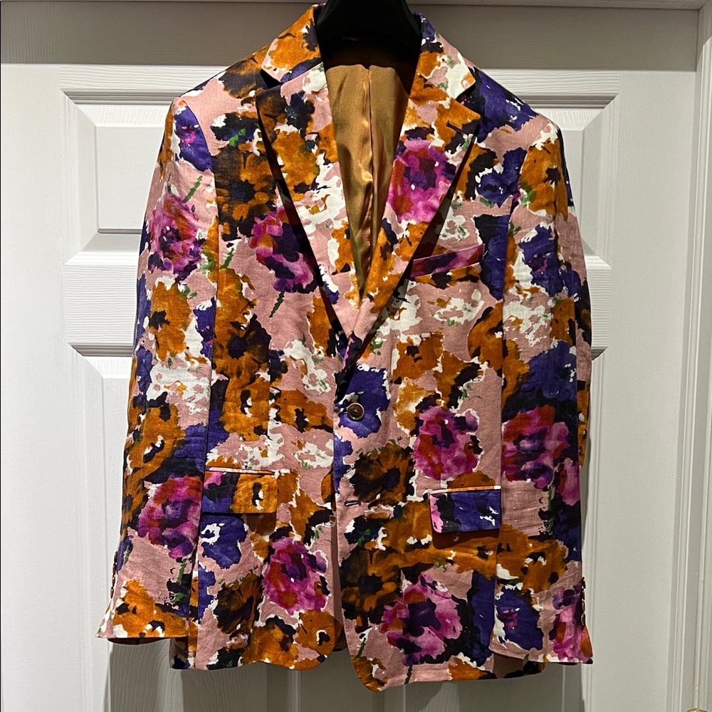 TALLIA, Linen Colorful Floral Blazer